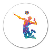 Aufkleber Volleyballer bunte Silhouette 10cm rund