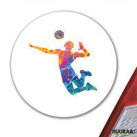 Aufkleber Volleyballer bunte Silhouette 10cm rund