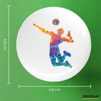 Button Volleyballer bunte Silhouette