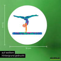 Aufkleber Gymnastik Schwebebalken 10cm rund