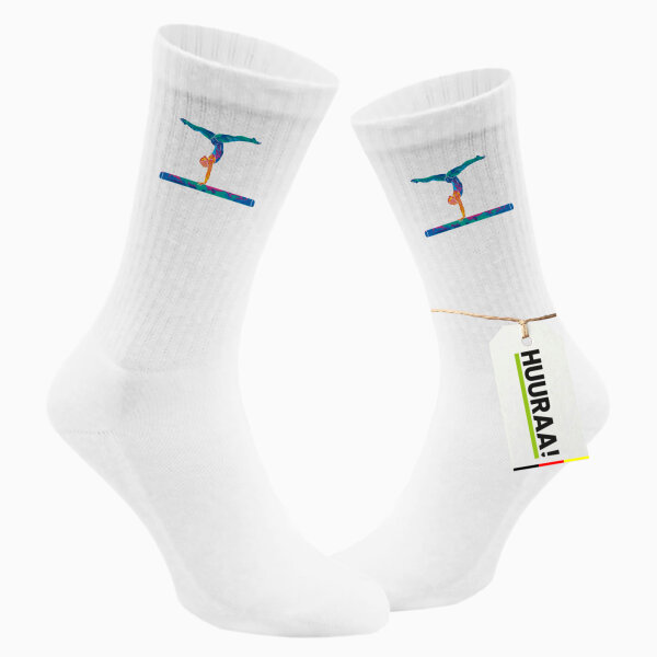 Unisex Socken Gymnastik Schwebebalken Größe 37/46 White Motiv Tennissocken