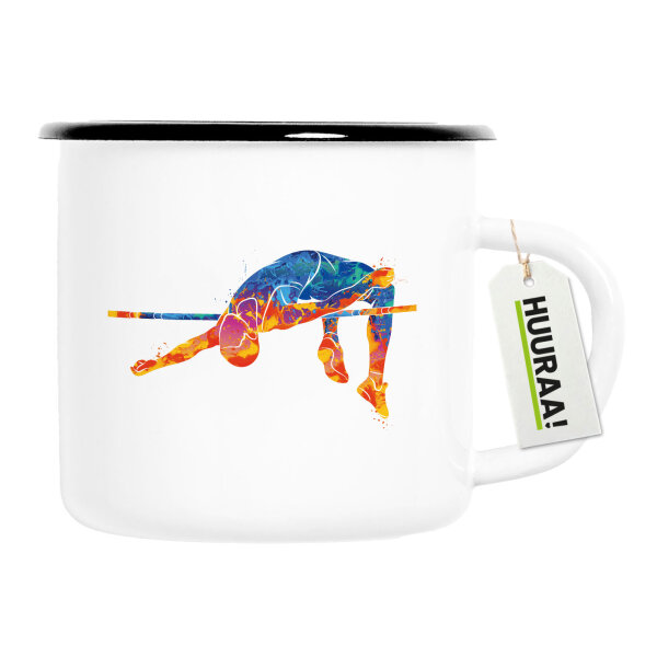 Emaille Tasse Leichtathletik Hochsprung 300ml Vintage Emaille Becher