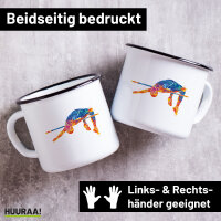 Emaille Tasse Leichtathletik Hochsprung 300ml Vintage