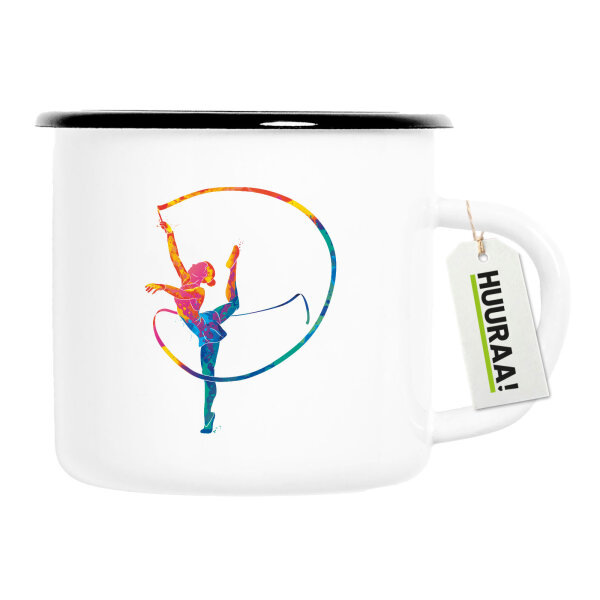 Emaille Tasse Rhythmische Sportgymnastik Turnen 300ml Vintage Emaille Becher