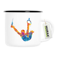 Emaille Tasse Gymnastik Ringe 300ml Vintage Emaille Becher