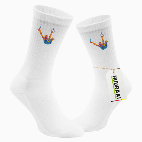 Unisex Socken Gymnastik Ringe Größe 37/46 White Motiv Tennissocken