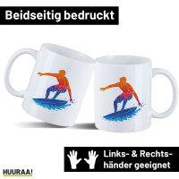 Kaffeetasse Surfen bunte Silhouette 330ml