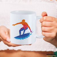 Kaffeetasse Surfen bunte Silhouette 330ml