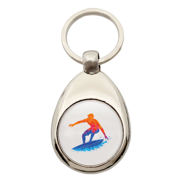 Schlüsselanhänger Surfen bunte Silhouette Schlüsselring