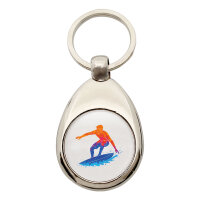 Schlüsselanhänger Surfen bunte Silhouette