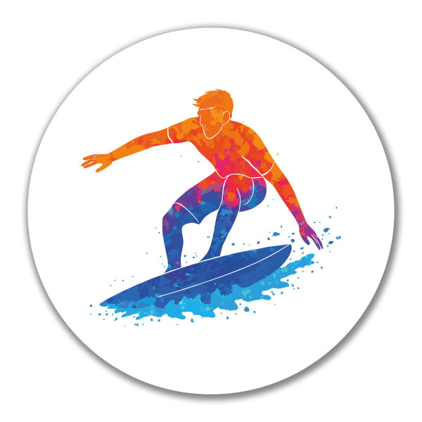 Aufkleber Surfen bunte Silhouette 10cm
