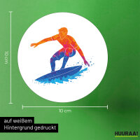 Aufkleber Surfen bunte Silhouette 10cm