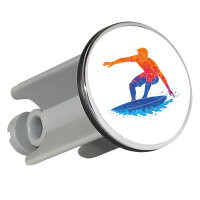 Waschbeckenstöpsel Surfen bunte Silhouette 4cm