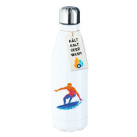 Trinkflasche Surfen bunte Silhouette 500ml Edelstahl...