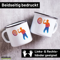 Emaille Tasse Darts bunte Silhouette 300ml Vintage...