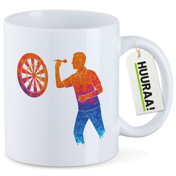 Kaffeetasse Darts bunte Silhouette 330ml