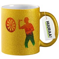 Glitzertasse Darts bunte Silhouette 330ml