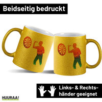 Glitzertasse Darts bunte Silhouette 330ml