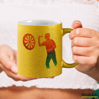 Glitzertasse Darts bunte Silhouette 330ml