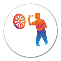 Aufkleber Darts bunte Silhouette 10cm rund