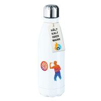 Trinkflasche Darts bunte Silhouette 500ml Edelstahl...