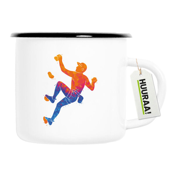 Emaille Tasse Bouldern Klettern 300ml Vintage
