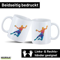 Kaffeetasse Handball bunte Silhouette 330ml