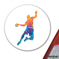 Aufkleber Handball bunte Silhouette 10cm rund