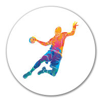 Aufkleber Handball bunte Silhouette 10cm