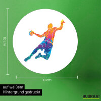 Aufkleber Handball bunte Silhouette 10cm