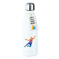 Edelstahl-Trinkflasche Handball bunte Silhouette 500ml Wasserflasche