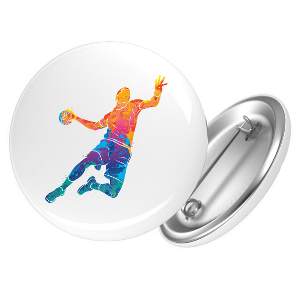 Button Handball bunte Silhouette