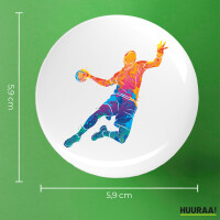 Button Handball bunte Silhouette