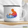 Emaille Tasse Schach bunte Silhouette 300ml Vintage