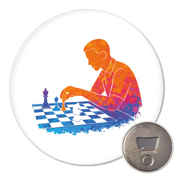 Magnet Schach bunte Silhouette 59mm Kühlschrankmagnet Flaschenöffner