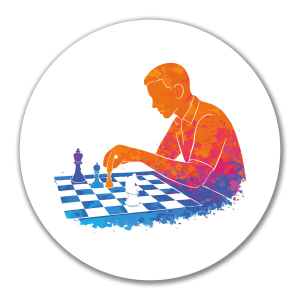 Aufkleber Schach bunte Silhouette 10cm rund