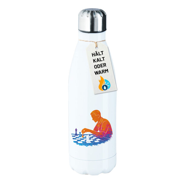 Trinkflasche Schach bunte Silhouette 500ml Edelstahl Wasserflasche