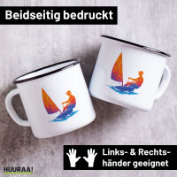 Emaille Tasse Segeln bunte Silhouette 300ml Vintage...