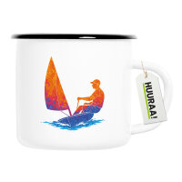 Emaille Tasse Segeln bunte Silhouette 300ml Vintage