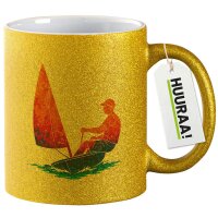 Glitzertasse Segeln bunte Silhouette 330ml