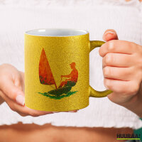 Glitzertasse Segeln bunte Silhouette 330ml