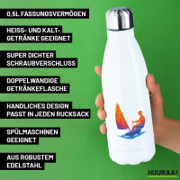 Edelstahl-Trinkflasche Segeln bunte Silhouette 500ml Wasserflasche