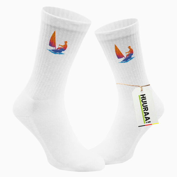 Unisex Socken Segeln bunte Silhouette Größe 37/46 White Motiv Tennissocken