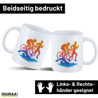 Kaffeetasse Triathlon bunte Silhouette 330ml