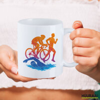 Kaffeetasse Triathlon bunte Silhouette 330ml