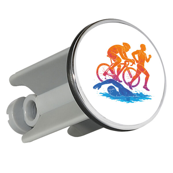 Waschbeckenstöpsel Triathlon bunte Silhouette 4cm Abflussstopfen