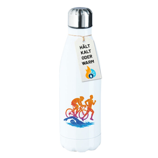 Edelstahl-Trinkflasche Triathlon bunte Silhouette 500ml Wasserflasche