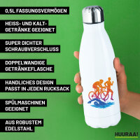 Edelstahl-Trinkflasche Triathlon bunte Silhouette 500ml Wasserflasche