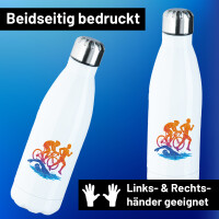 Trinkflasche Triathlon bunte Silhouette 500ml Edelstahl...