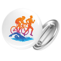 Button Triathlon bunte Silhouette